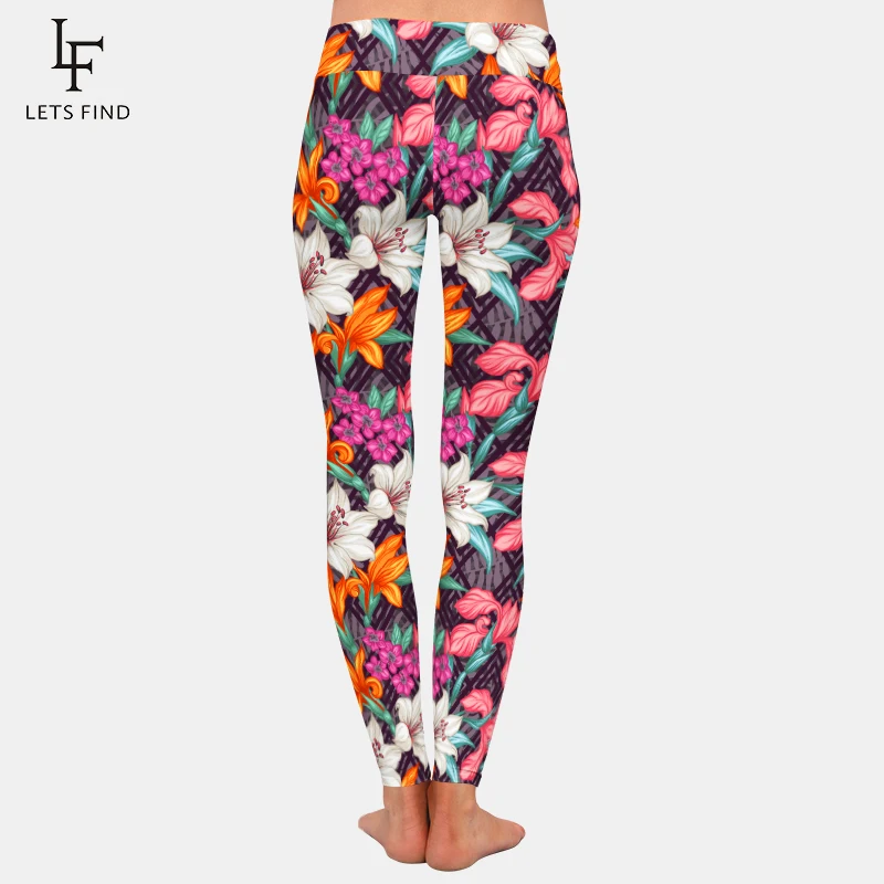 Letsfind новые модные женские леггинсы с цветочным принтом, леггинсы для фитнеса с высокой талией, повседневные Стрейчевые брюки, брюки