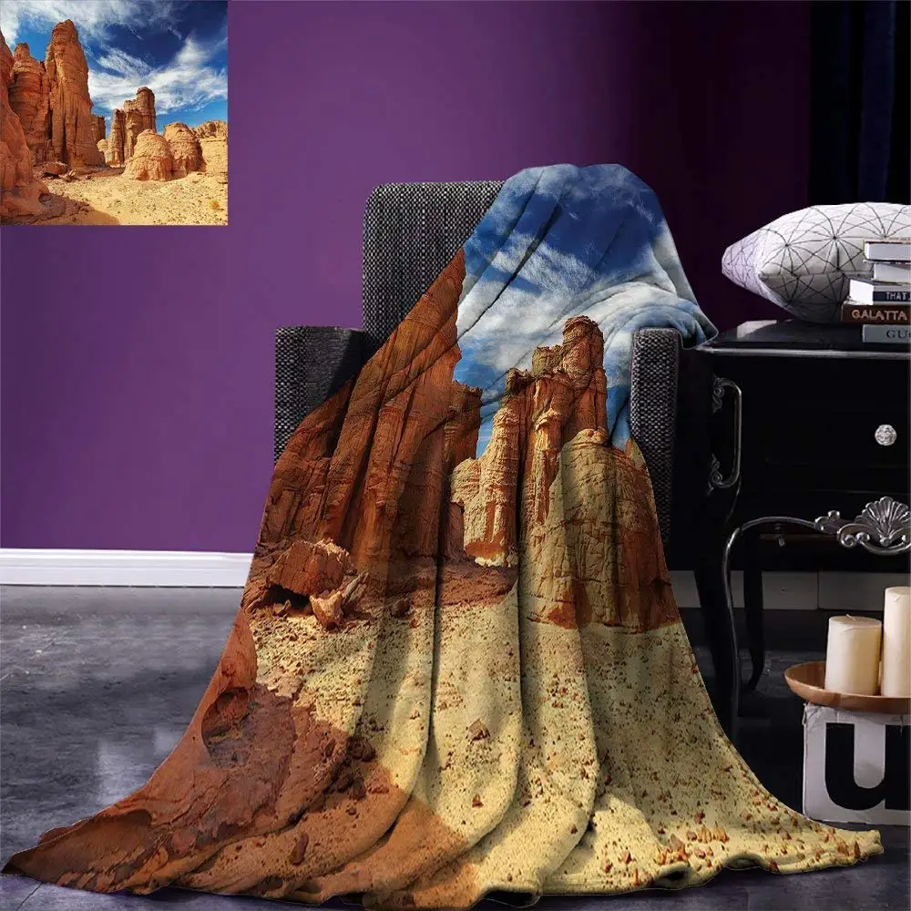 Desert Throw Blanket Bizarre Sandstone Cliffs in Sahara Desert Tassili