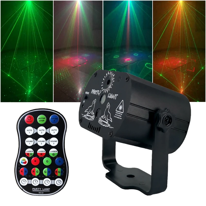 

Mini USB Charge DJ Disco Light Strobe Party Stage Lighting Effect Voice Control Laser Projector Light 60 modes for Dance Floor