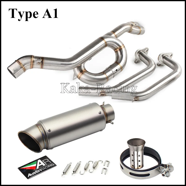 MT03 Motorcycle Exhaust Muffler Full System Slip on pipe AR Austin Racing Carbon fiber Escape For Yamaha R3 R25 - Color: Type A1