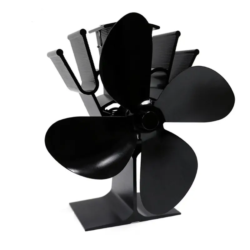 

Powered Stove Fan with Magnetic Thermometer 4 Blade Wood Stove Fans Aluminium Silent Eco-Friendly for Wood Log Burner qiang