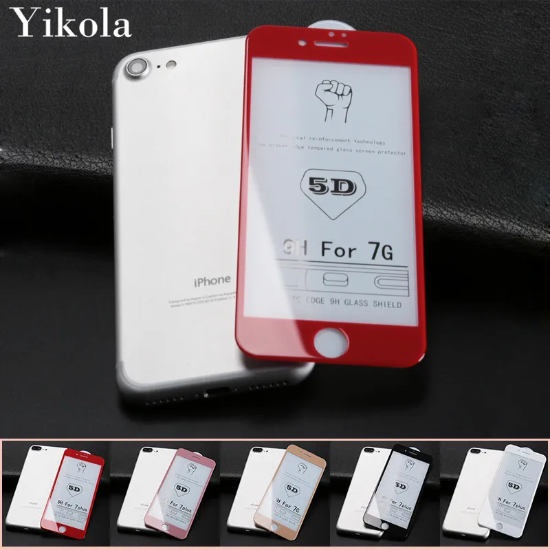 Goedkoop Voor iPhone 7 6 6 s 5D 9 H Volledige Overdekte Gehard Glas Screen Protector Protective Film Cover Voor Apple iPhone 6 6 s 7 Plus Glas