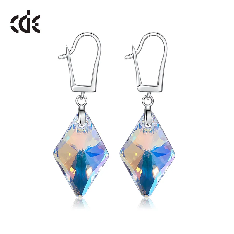 

CDE 100% 925 Sterling Silver Earrings Embellished with crystals Geometric Drop Women Earrings Sterling Jewelry