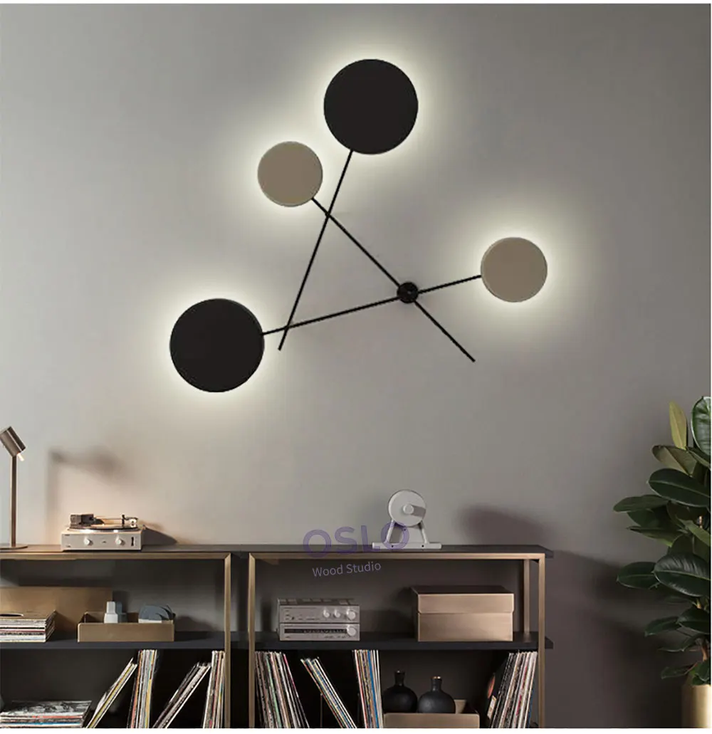 Постмодерн дизайн черный личности круглые настенные лампы светильники ванная комната Dedroom свет, настенный свет для дома промышленного декора лампы