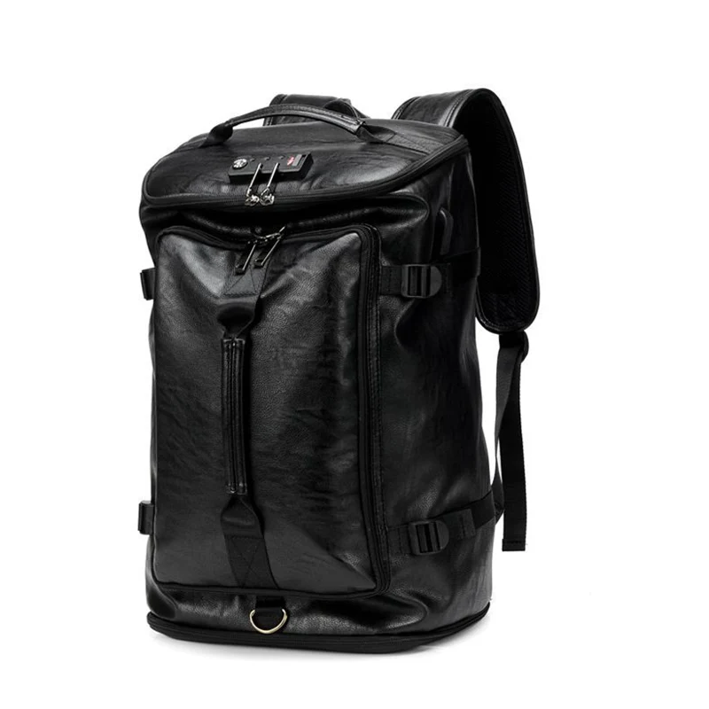 Модные рюкзаки, рюкзак с защитой от кражи, из искусственной кожи, для ноутбука, 17 дюймов, 15,6, рюкзаки на спине, повседневные мужские и женские сумки, зарядка через usb, стильный рюкзак - Цвет: Черный