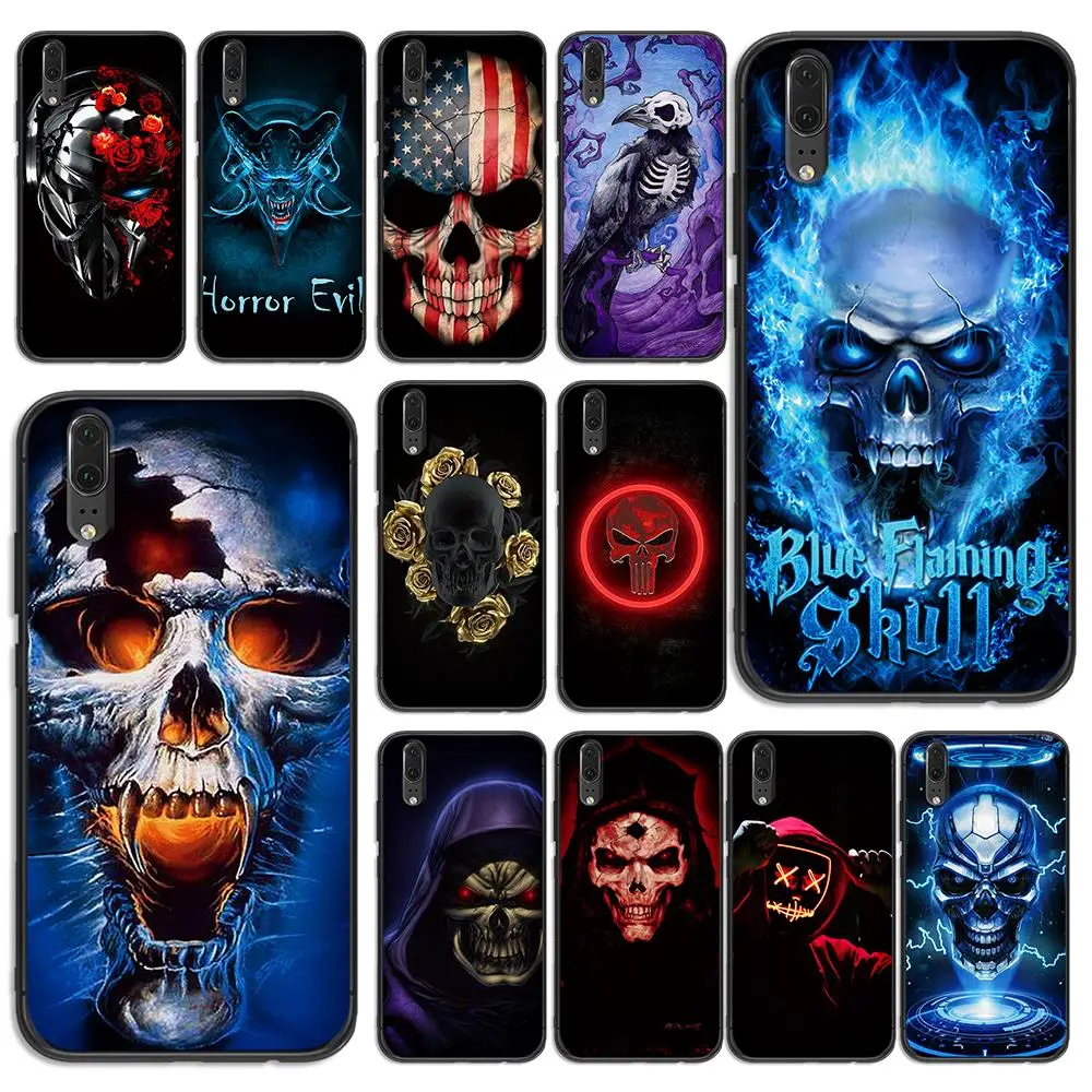 Мягкий силиконовый чехол satanic scary skull для huawei P8 P9 P10 P20 P30 Lite Pro P Smart 2016 2019 TPU |