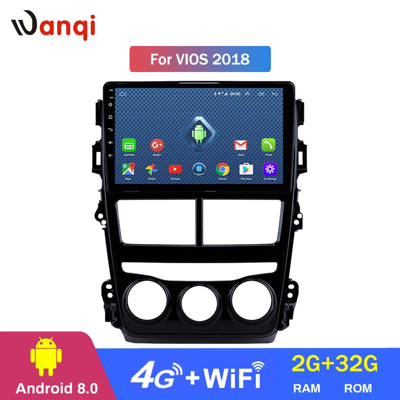 Best 4G Lte All Netcom 9 inch Android 8.0 Car DVD Player GPS Navigation Multimedia For Toyota Vios Yaris Radio 2018 2