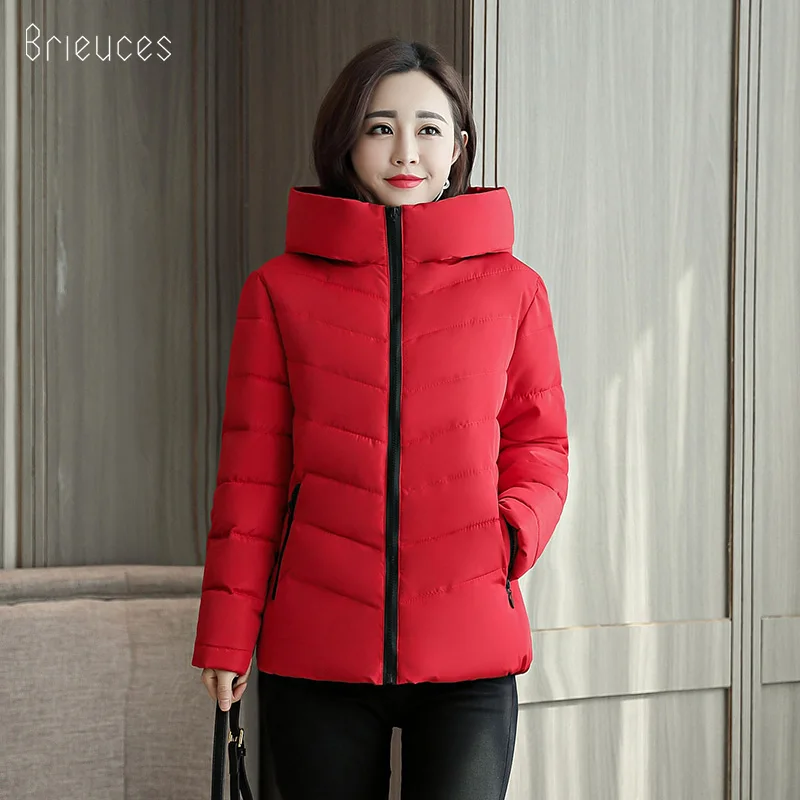 Brieuces Winter Jacket Women Cotton Short Jacket 2018 New Girls Padded Hooded Warm Parkas Winter Coat Women Plus Size 4XL