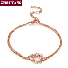 Top Quality Luxury Gold Heart Rose Gold Color Bracelet Jewelry Made with Genuine ELEMENTS Austrian Crystal Wholesale ZYH109