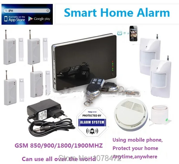 

iOS & Andorid App controlled Wireless Smart GSM Alarm System with manual,SMS in English/Russian/Spanish/German/French for option