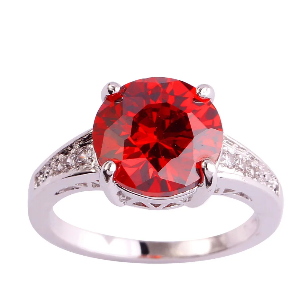 Handmade Round Gems Jewelry Red Crystal Garnet Silver Free Shipping