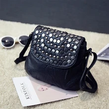 Мини-сумки через плечо, женская черная сумка с заклепками, сумка из искусственной кожи, женская сумка-мессенджер, длинный ремешок, женский клатч, o сумка