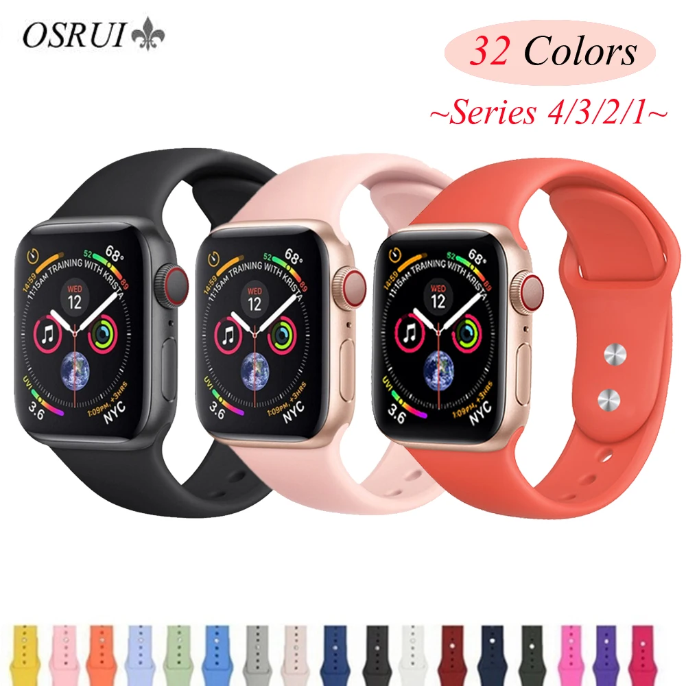 

OSRUI Sport Silicone Strap For Apple Watch band 4 3 iwatch band 42mm 38mm 44mm 40mm pulseira correa Bracelet watch Accessories
