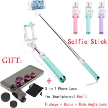 SKF20 Gen.2 проводной Ручной селфи палка монопод+ рыбий глаз Макро широкоугольный объектив для телефона для sony Xperia C3 C4 C5 Z5/Z5 Preminum