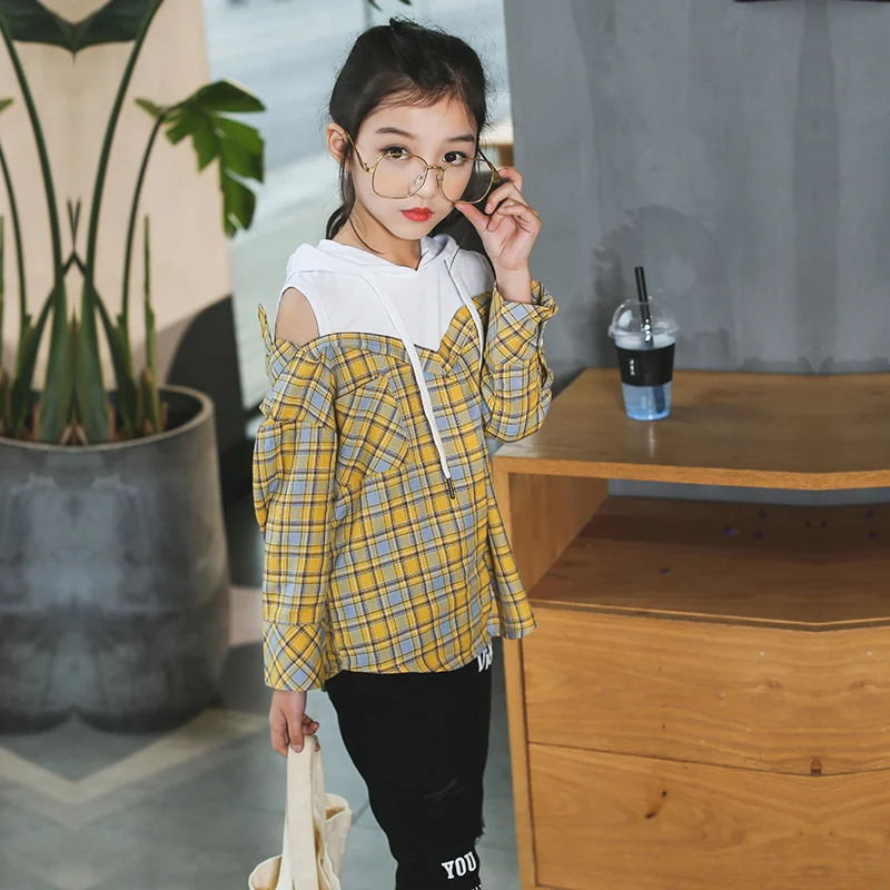 

Vestido Xadrez Plaid Shirt For Girls Teenagers 5 6 7 8 9 10 11 12 13 14 15 Years Spring Long Sleeve Hooded Kids Blouse Clothes