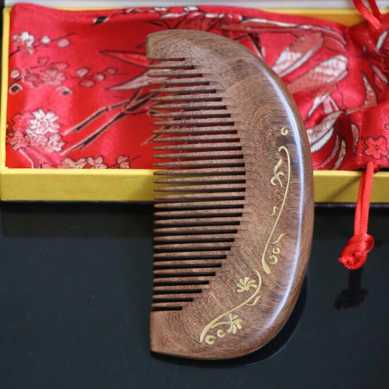 Top quality hand made natural ebony hair comb wooden hair comb wooden