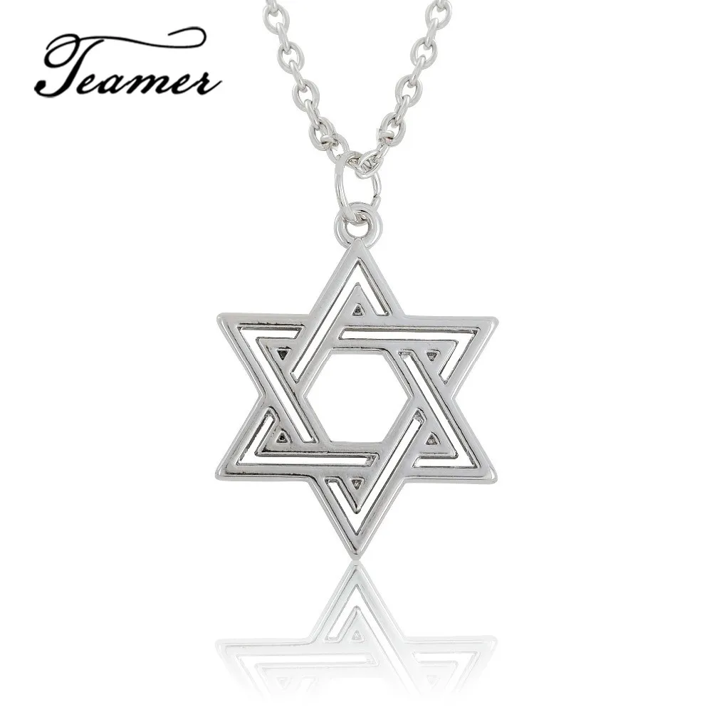 

Teamer Supernatural Pendant Necklace Pentagra Of David Star Necklace Gold /Sliver Color Religious Collar For Mother's Day Gift