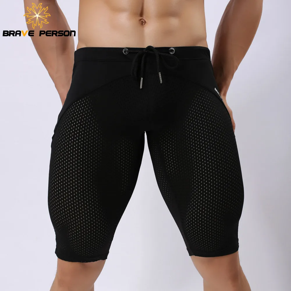 BRAVE PERSON Swimwear Fabric Men Board Shorts Breathable Mesh Tight