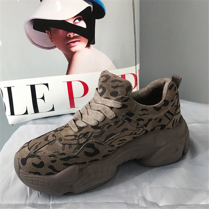 Leopard Female Flat Platform Shoes INS Hot Cow Suede Women Sneakers Lace Up Plush Women Sports Creeper Korean Lady Harajuku Shoe (6)
