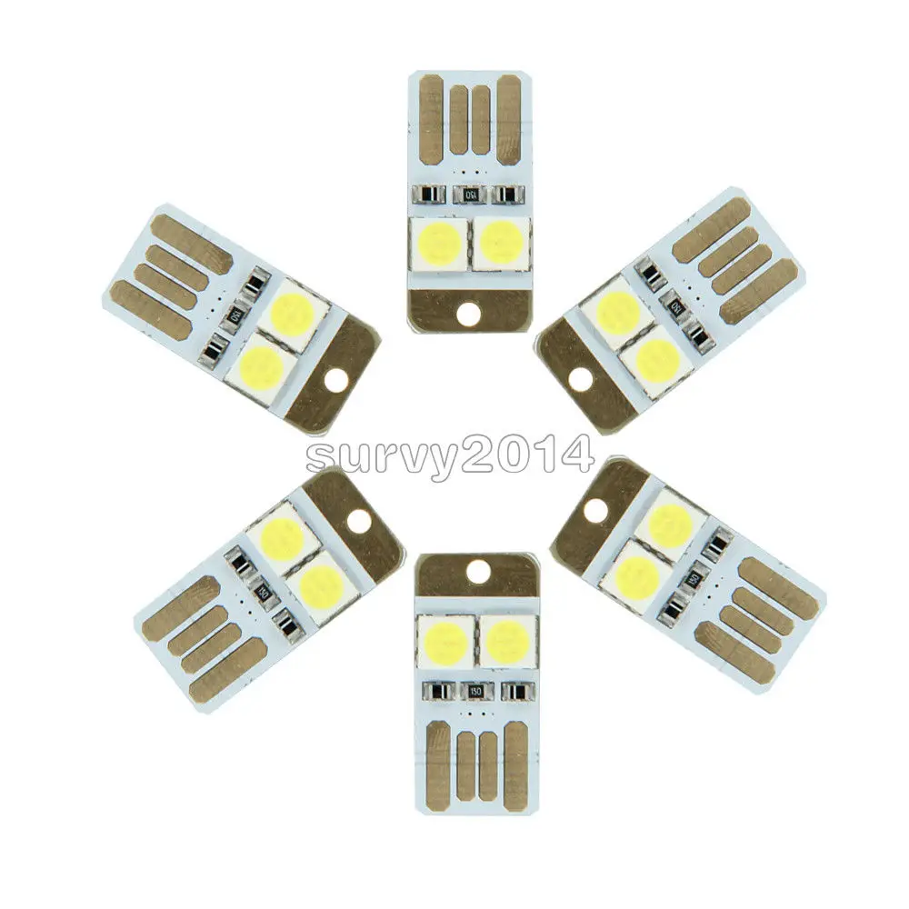 5PCS Super Mini USB LED Night Light White Model Double Sided Pluggable Power Supply Lamp Bulb Led Keychain Portable New | Электроника
