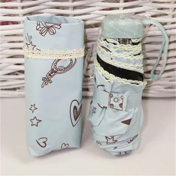 

Five Folding Umbrella Vinyl Parasol Mini Light Black Coating Sunshade Rain Women and Men's Fashion Umbrella Novelty Items