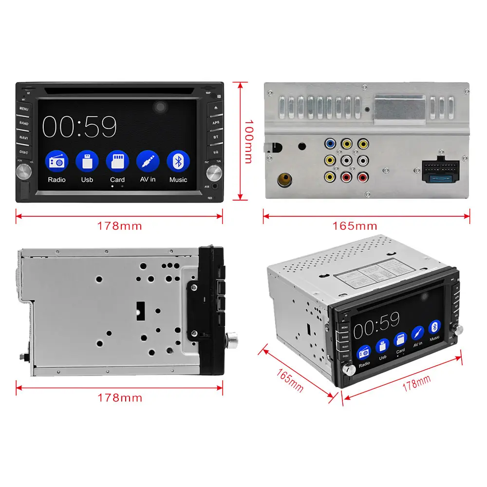 2Din универсальный dvd-плеер Авторадио carplay 6,2 дюймов Автомобильный Радио Стерео Bluetooth USB/SD Руль управления телефон двойной Din