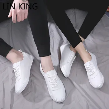 

LIN KING New Design Solid Men And Women's Flats Casual Shoes Lace Up Outdoor Lazy Shoes Unisex Loafers Soft Moccasins For Male