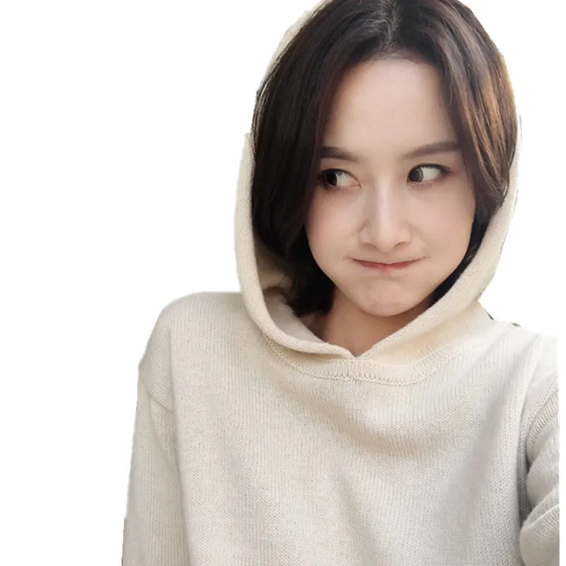 

Litvriyh winter new lady cashmere sweater women pullover long sleeve hooded thick pullover women sweater female knitted jumper