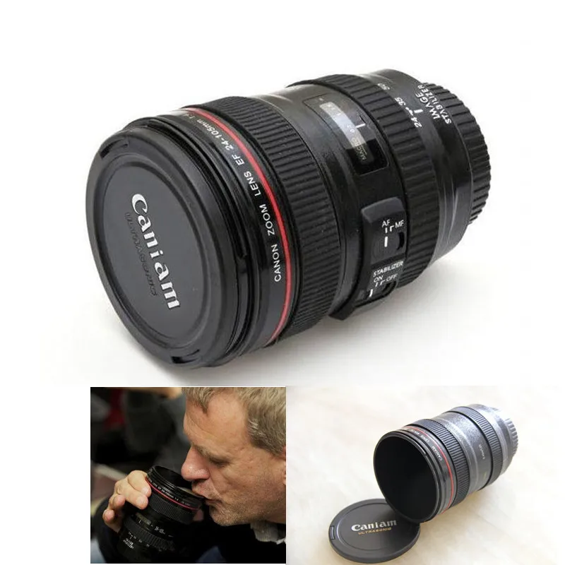 

New Coffee Lens Emulation Camera Mug Cup Beer Cup Wine Cup With Lid Black Plastic Cup & Caniam Logo Mug tazas cafe