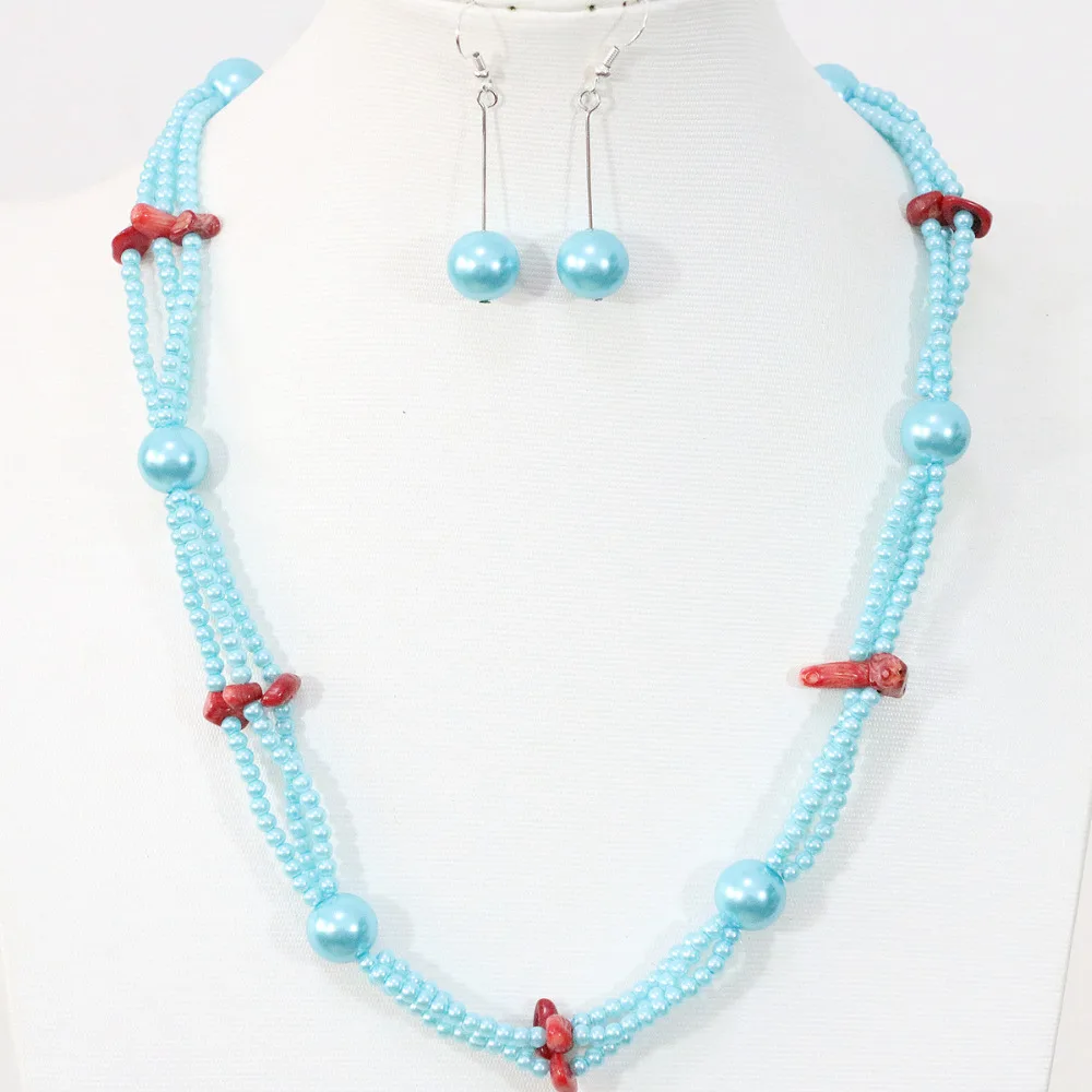 Vintage beauty sky blue shell simulated pearl unique