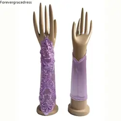 Forevergracedress пальцев Фиолетовый Белый Кот Свадебные перчатки для свадьбы невеста дешевые Кружево аппликация Интимные аксессуары
