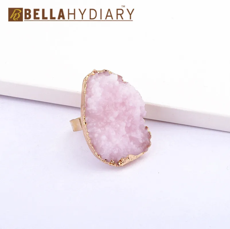 Винтажное кольцо Boho Bijoux Druzy из смолы, открытое регулируемое кольцо для женщин, подарки, свадебные кольца для женщин, аксессуары, ювелирные изделия Joyas