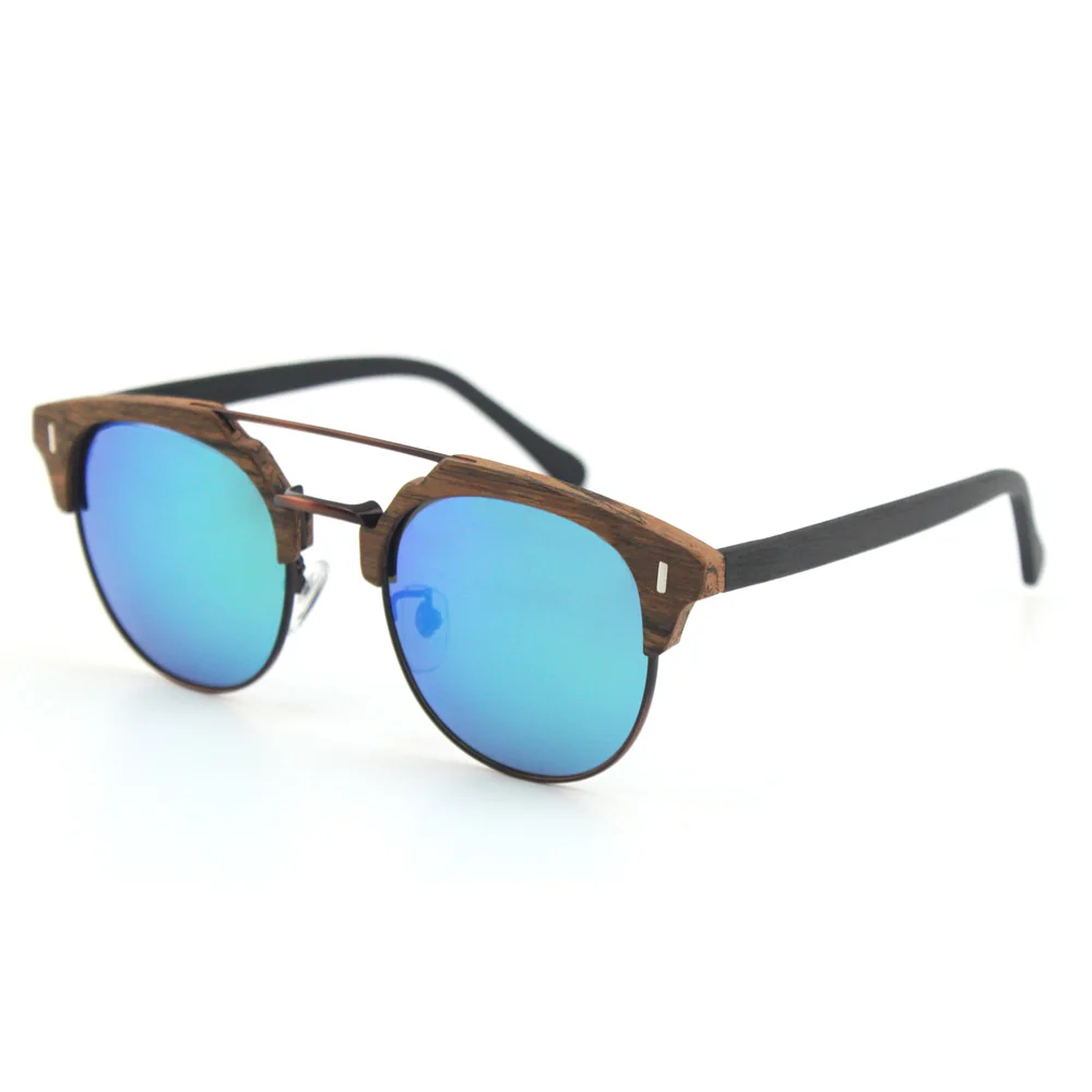 Ацетатные солнцезащитные очки «под дерево» поляризованные линзы солнцезащитные очки для мужчин и женщин с чехлом ручной работы BFW096 - Цвет линз: Blue Green C90