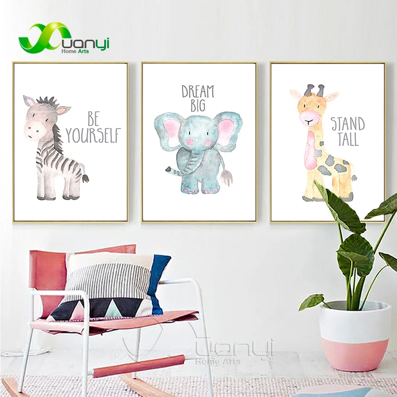 Baby Room Posters Babykamer Animal Painting Wall Art Elephant Wall