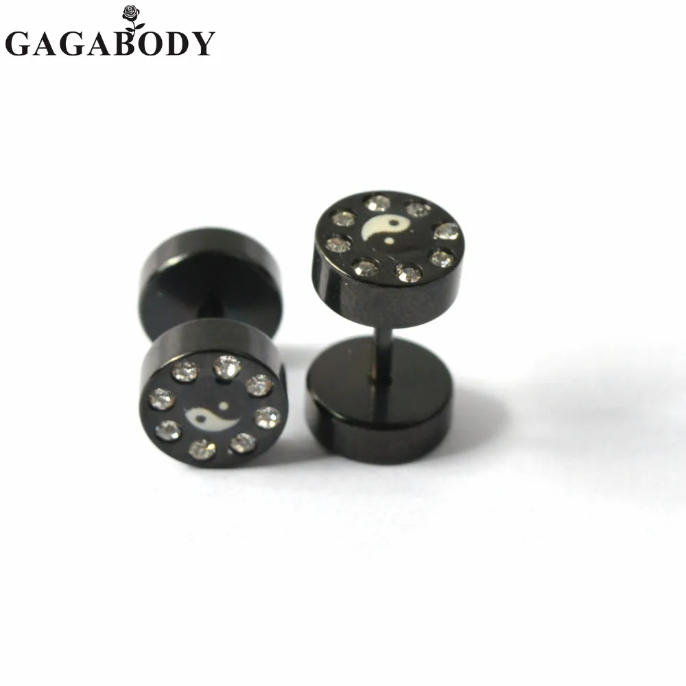 Unisex Illusion Tunnel Plug Faux Expander Stainless Steel Plugs Stud