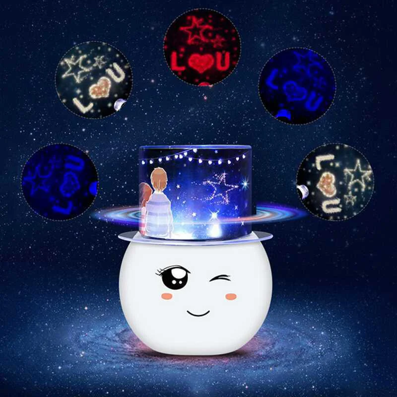 

Colorful LED Projector Lamp Starry Star Moon Sky Projector Cute Night Light for Children Room LB88