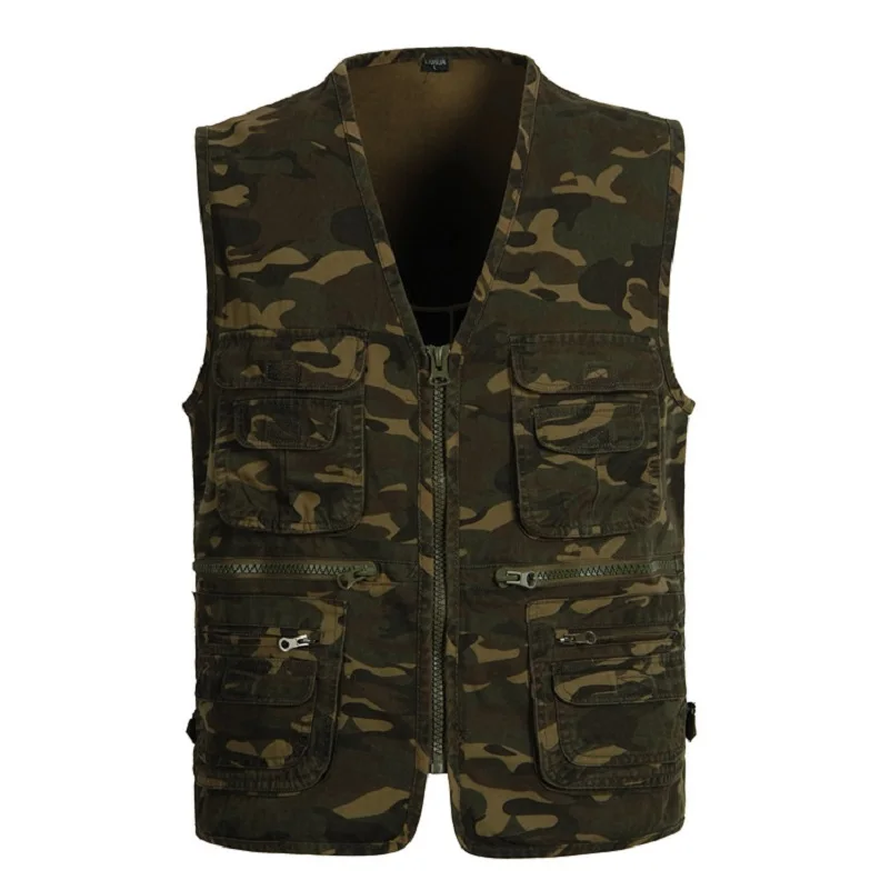 Icpans Casual Waistcoat V Neck Multi Pockets Colorful Vests For Men