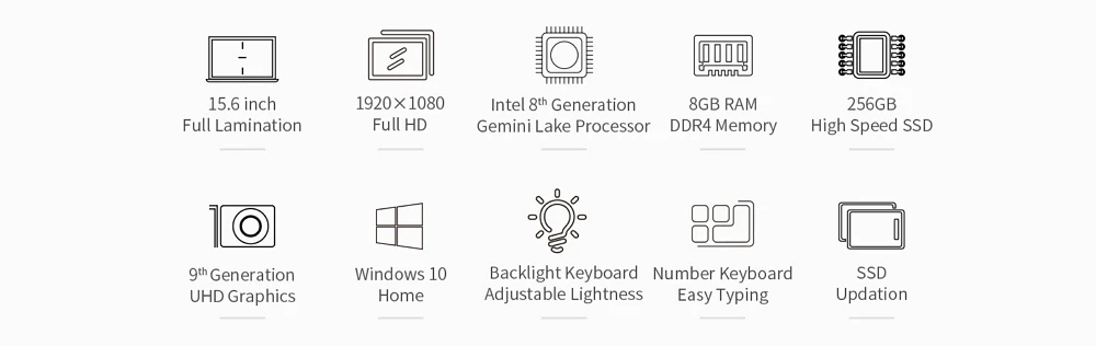 Teclast F15 Тетрадь 15,6 ''Windows 10 Intel N4100 4 ядра 1,1 GHz 8 GB Оперативная память 256 GB SSD 1.0MP спереди Камера HDMI 6000 mAh ноутбук