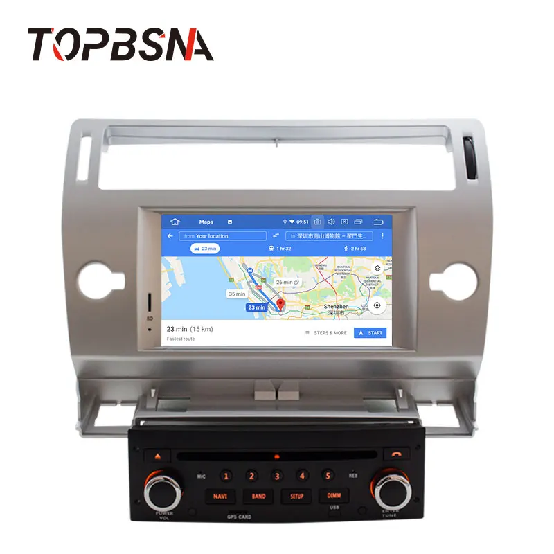Clearance TOPBSNA Android 9.0 Car DVD Player For Citroen C4 C-Triomphe C-Quatre GPS Navigation 1 Din Car Radio Multimedia Wifi Stereo RDS 2