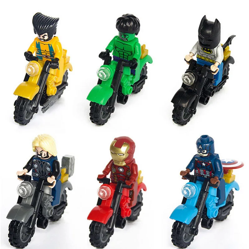 

6Pcs Super Heroes Marvel Figures Captain American The Hulk Spiderman Iron Man Building Blocks Compatible With Toy Children Gift
