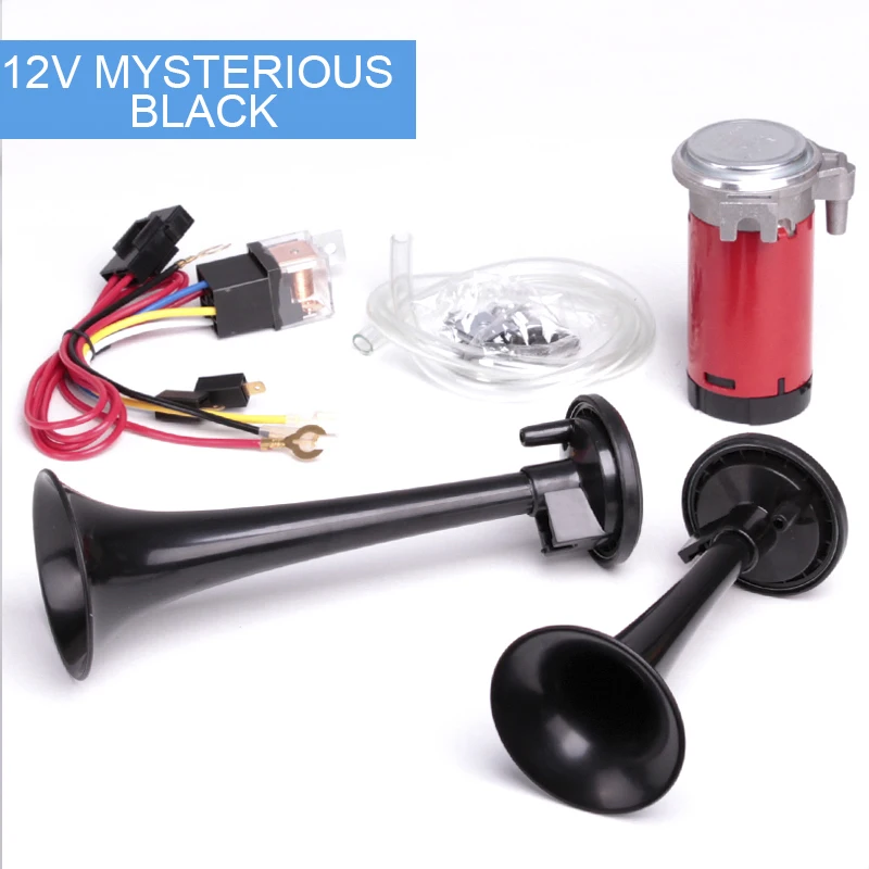 black car horns twin air 12V super loud whistle horn motorcycle air