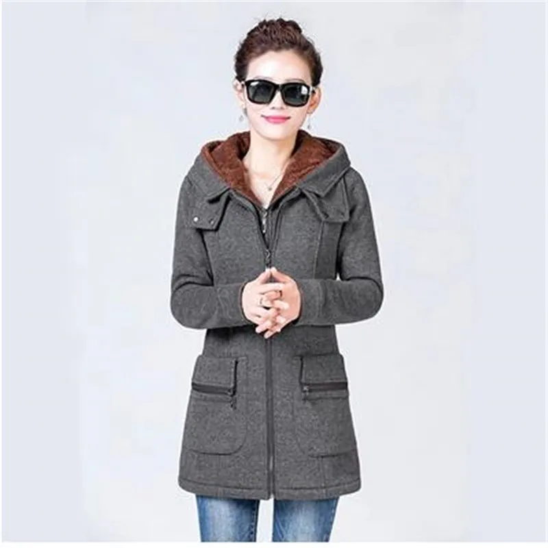 Модное зимнее пальто для женщин, большой размер, новая куртка с капюшоном, свободное и плотное шерстяное теплое женское длинное пальто BN1666