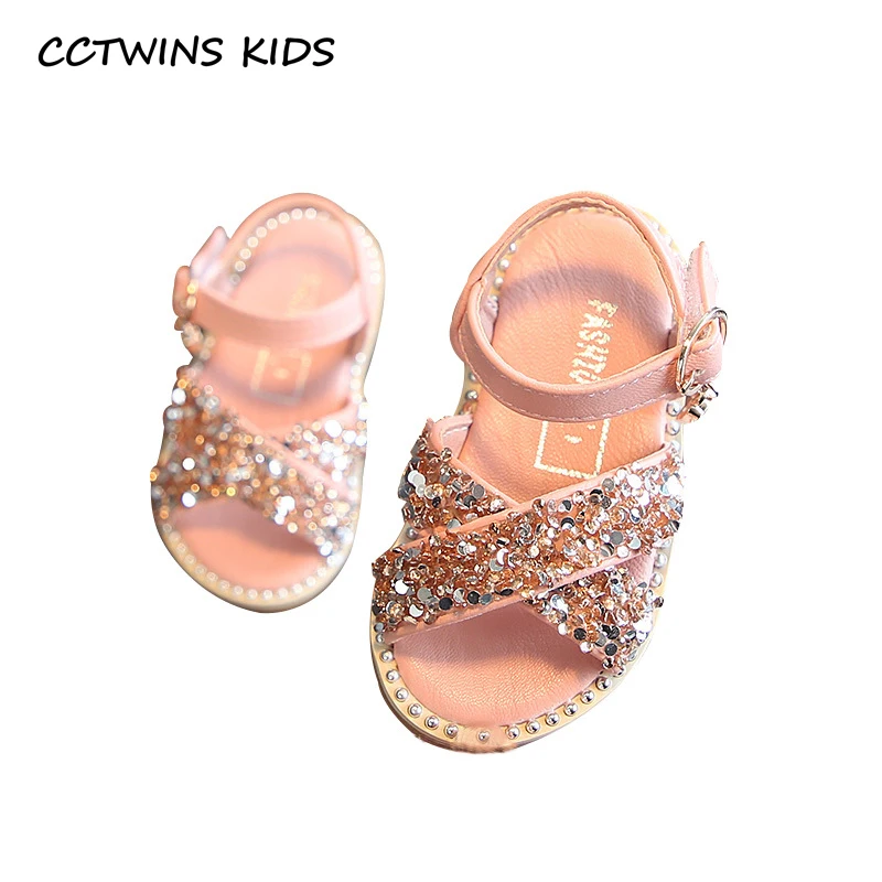 

CCTWINS Kids Shoes 2019 Baby Bling Shoes Girls Infant Beige Rivets Summer Sandals Kid Girls Black Princess Party Dress BF400