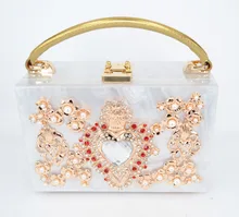 Begrenzte hohe qualität diamant blumen hohl relief Acryl Urne schloss luxus handtasche abendtasche clutch münze für party geldbörse