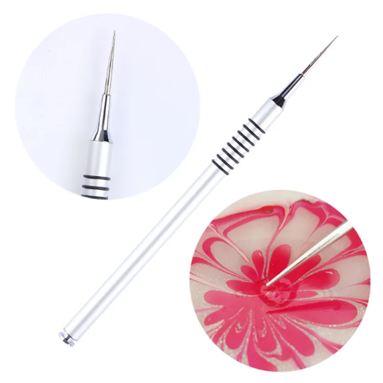 

1Pc Acrylic Water Marble Dye Painting Noir Pen Silver Drawing Flower Nail Polish Gel Pen Manicure Profess DIY Nail Dotting Tool