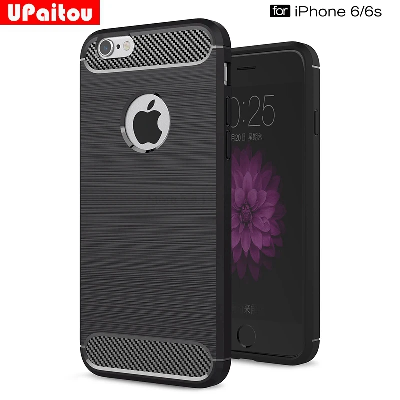 cheap UPaitou For Apple iPhone 6 6S Case Ultra Thin Carbon Fiber Case Scratch Resistant Shock Absorption TPU Cover for iPhone 6S Case