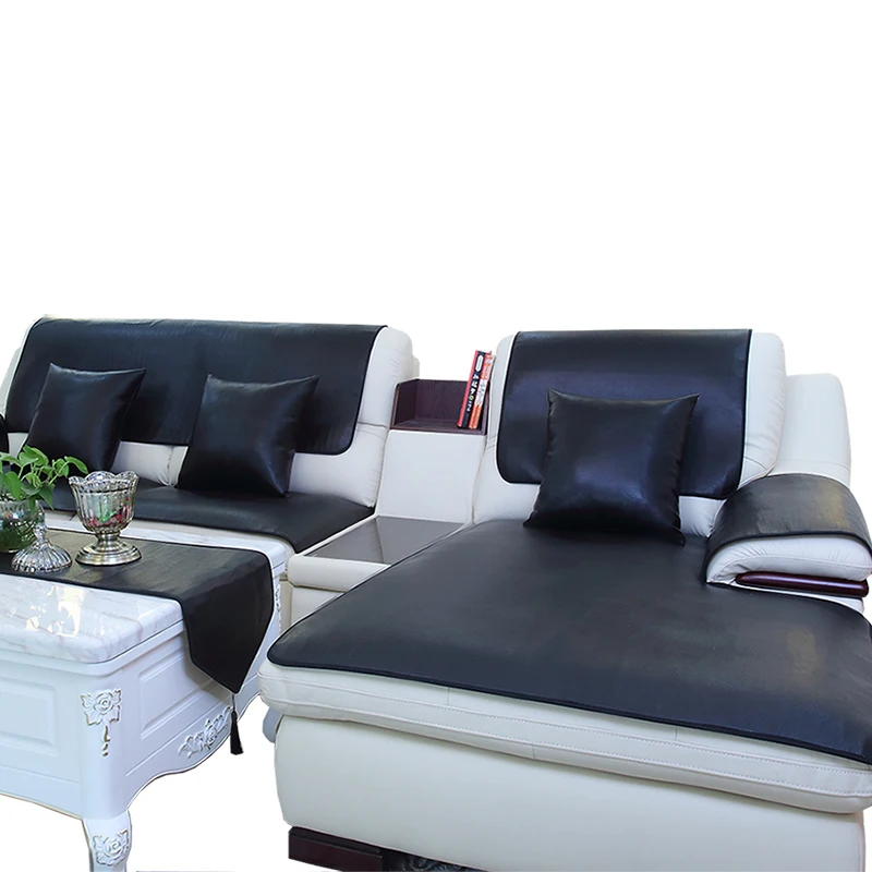 Черная моющаяся Кожаная подушка для дивана, четыре сезона, нескользящая, водонепроницаемая, Европейский стиль, чехол для дивана, универсальный диван, полотенце на заказ