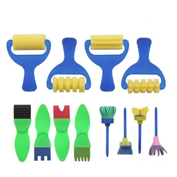 

12PCS Children's Art Early Learning Drawing Mini Flower Sponge Brush School DIY Crafts Painting Tools Supplies