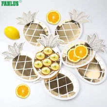 

FANLUS 8pcs 10inch Gold Foil Pineapple Plates Disposable Tableware set Paper Plates for Hawaiian Luau Party Supplies