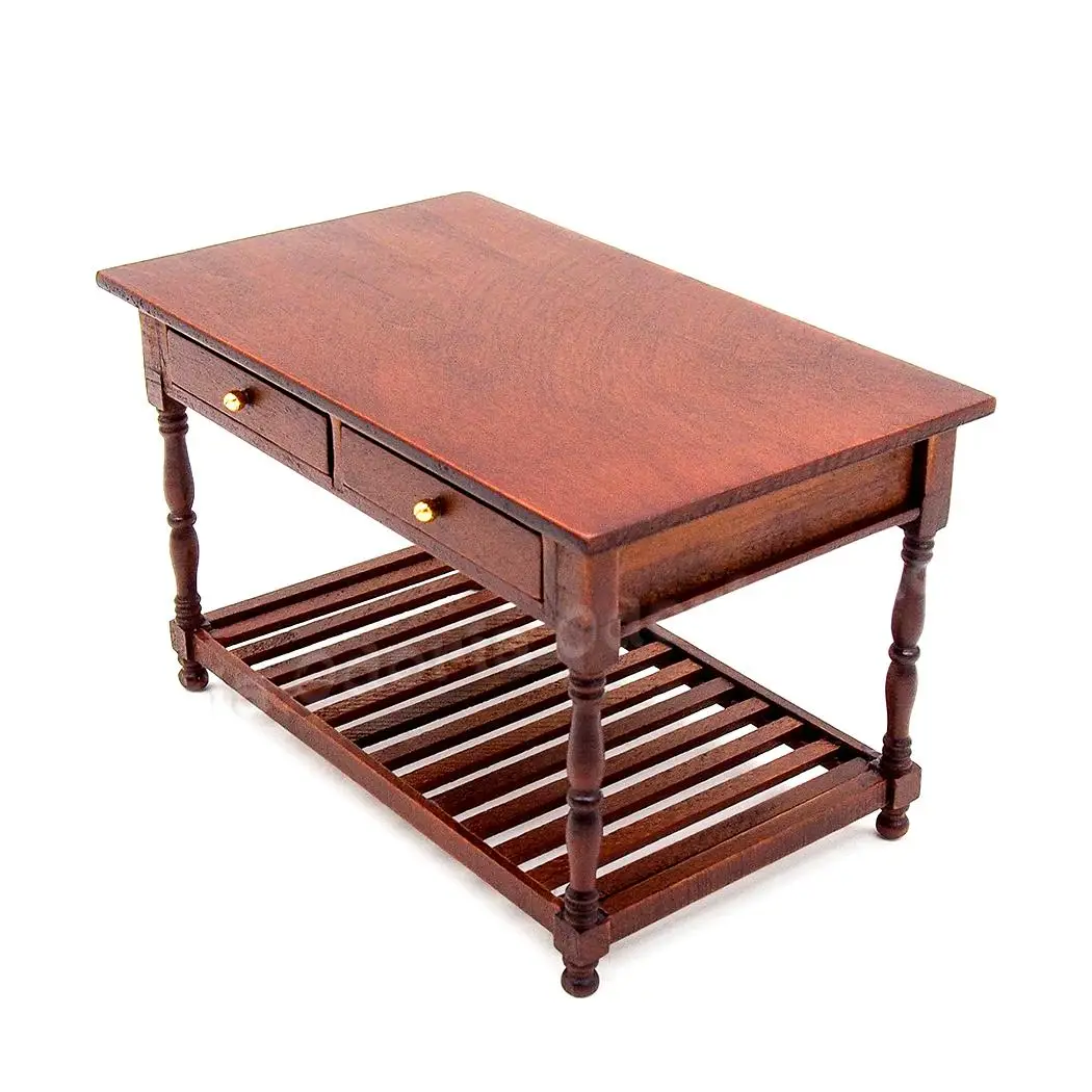 Odoria 1:12, миниатюрный деревянный стол, Парта, коричневый, с 2 ящиками, шкаф, кукольный домик, мебель, аксессуары